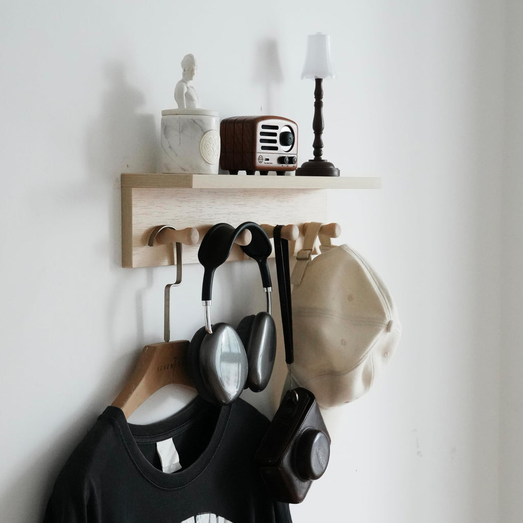 XAOMLP Wooden Wall-Mounted Coat Rack with Hooks