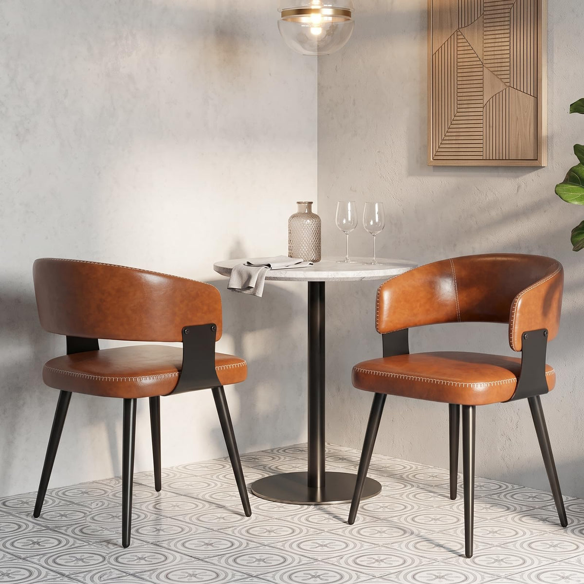 Euklea Modern Faux Leather Dining Chairs, Set of 2