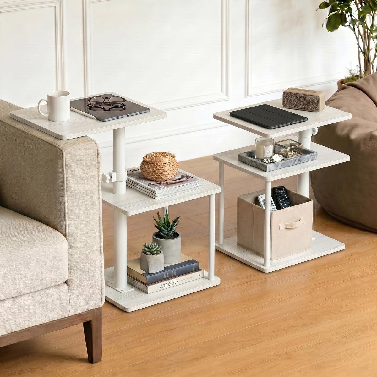 Faesun Swivel Side Table for Living Room & Bedroom