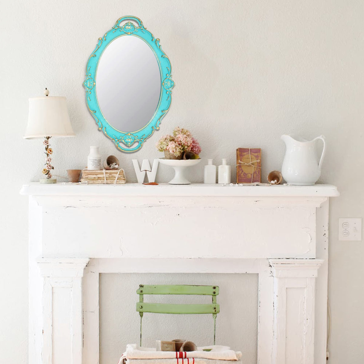 Eaoundm 14.5 x 10-Inch Vintage Oval Decorative Wall Mirror