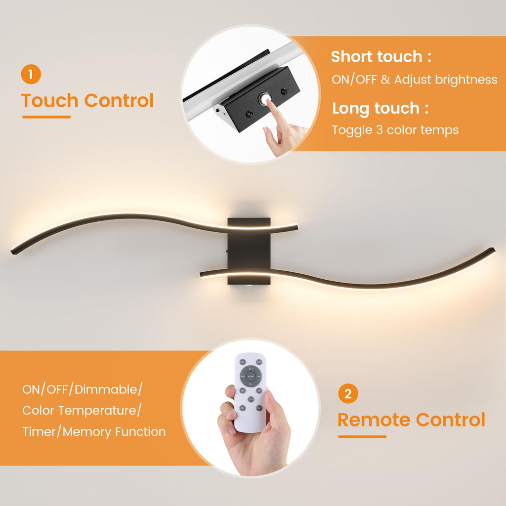 VOLISUN Rechargeable Dimmable Wall Sconces, Set of 2