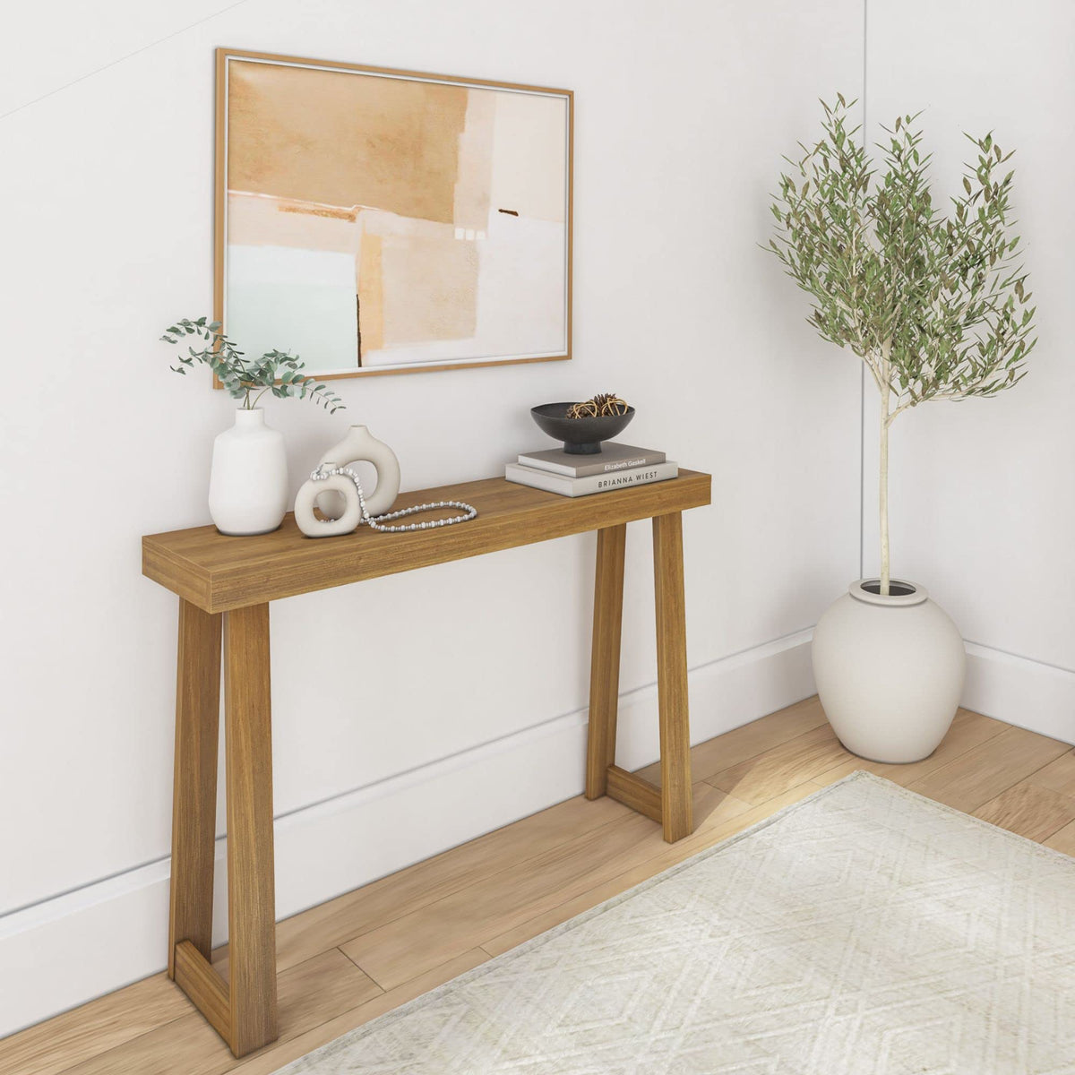Plank+Beam Solid Wood Console Table for Entryway Decor