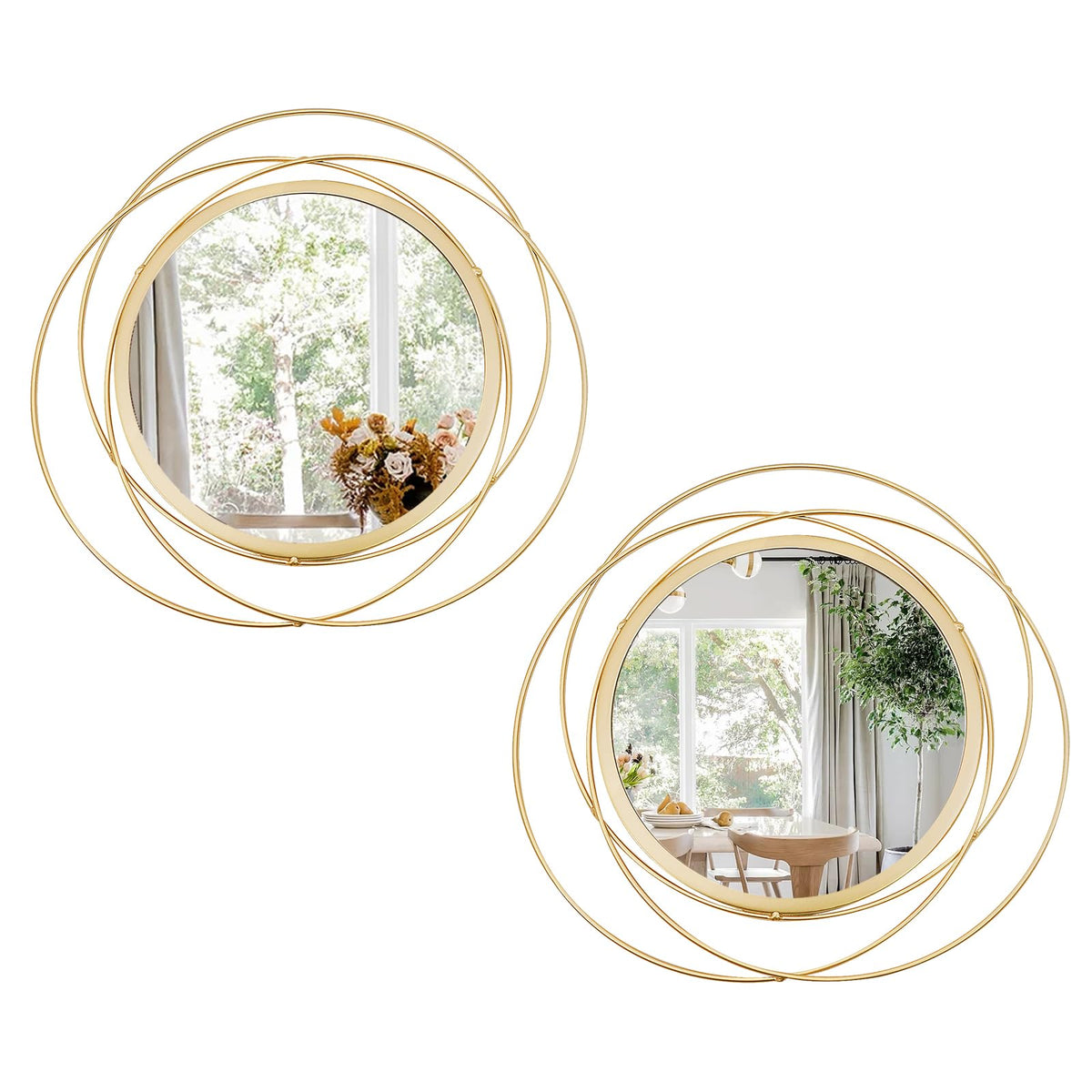 Cityelf Sunburst Round Decorative Wall Mirrors, Set of 3