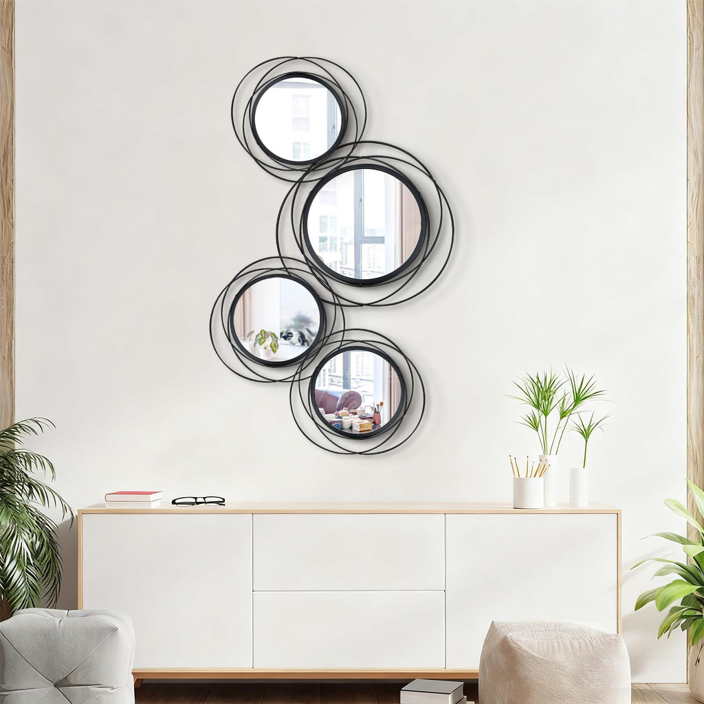Cityelf Sunburst Round Decorative Wall Mirrors, Set of 3