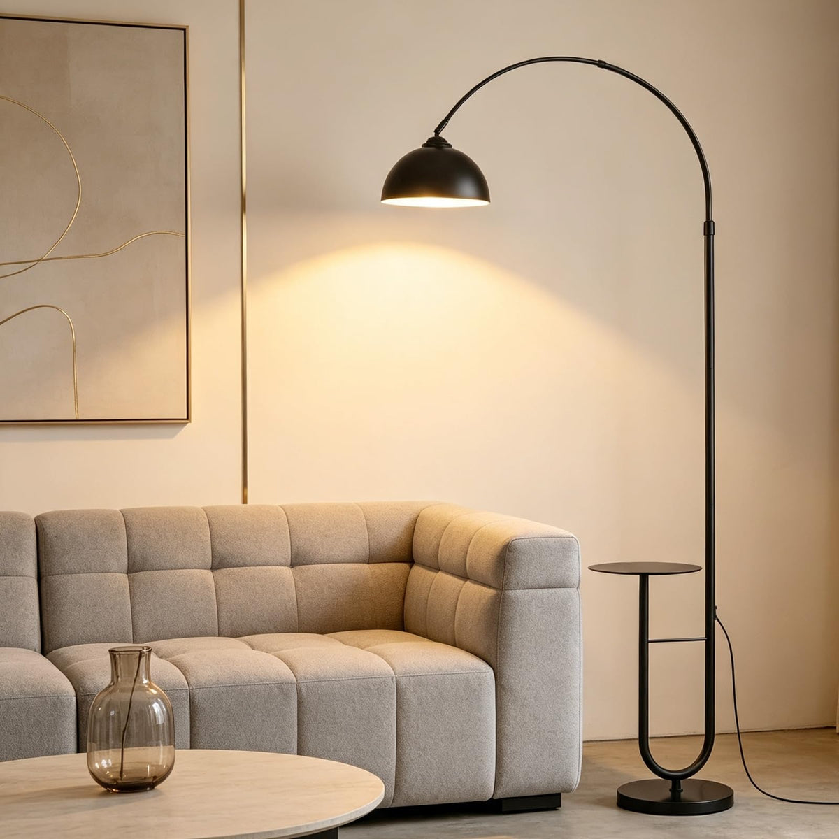 Arc Floor Lamp with Table,E26 Bulb Included