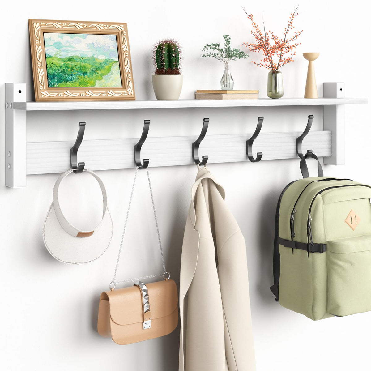 Optish 17.1-Inch Wall-Mounted Coat Rack with Shelf