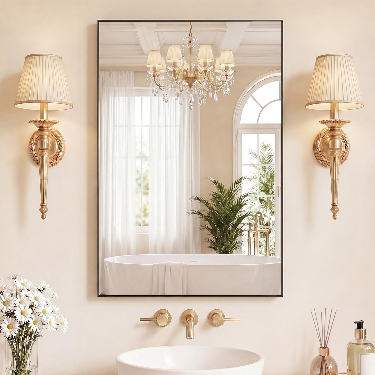 Sweetcrispy Decorative Bathroom Wall Mirror for Home Decor
