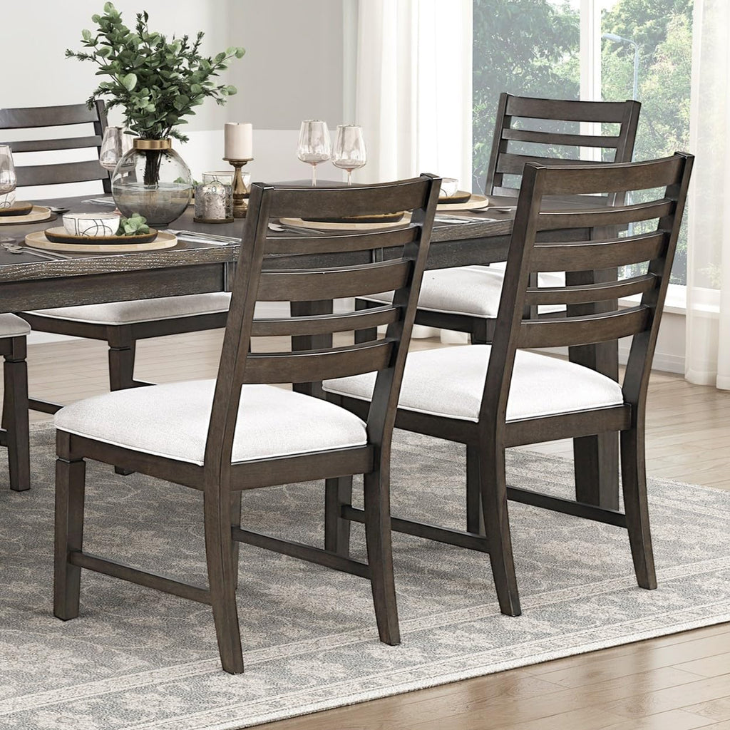 6pc Dining Set Dark Espresso Table with Extension Leaf Bench Chairs Comfortable Seats Wooden Dining Furniture