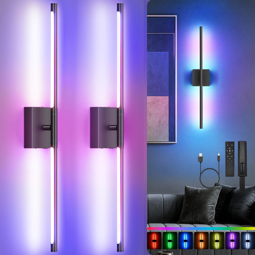 SyncGlow 10000mAh Battery-Operated Wall Sconces, Set of 2