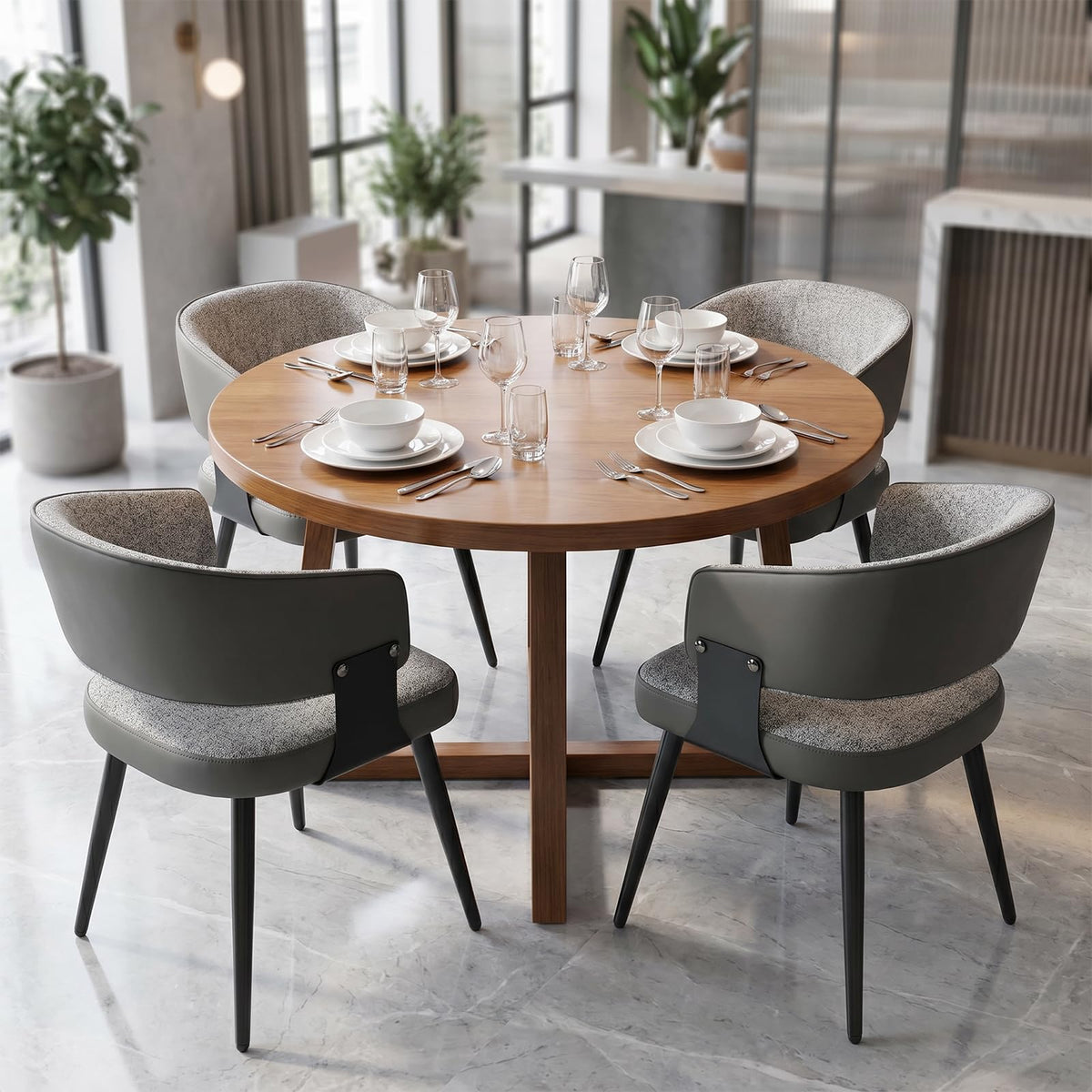 Euklea Modern Faux Leather Dining Chairs, Set of 2