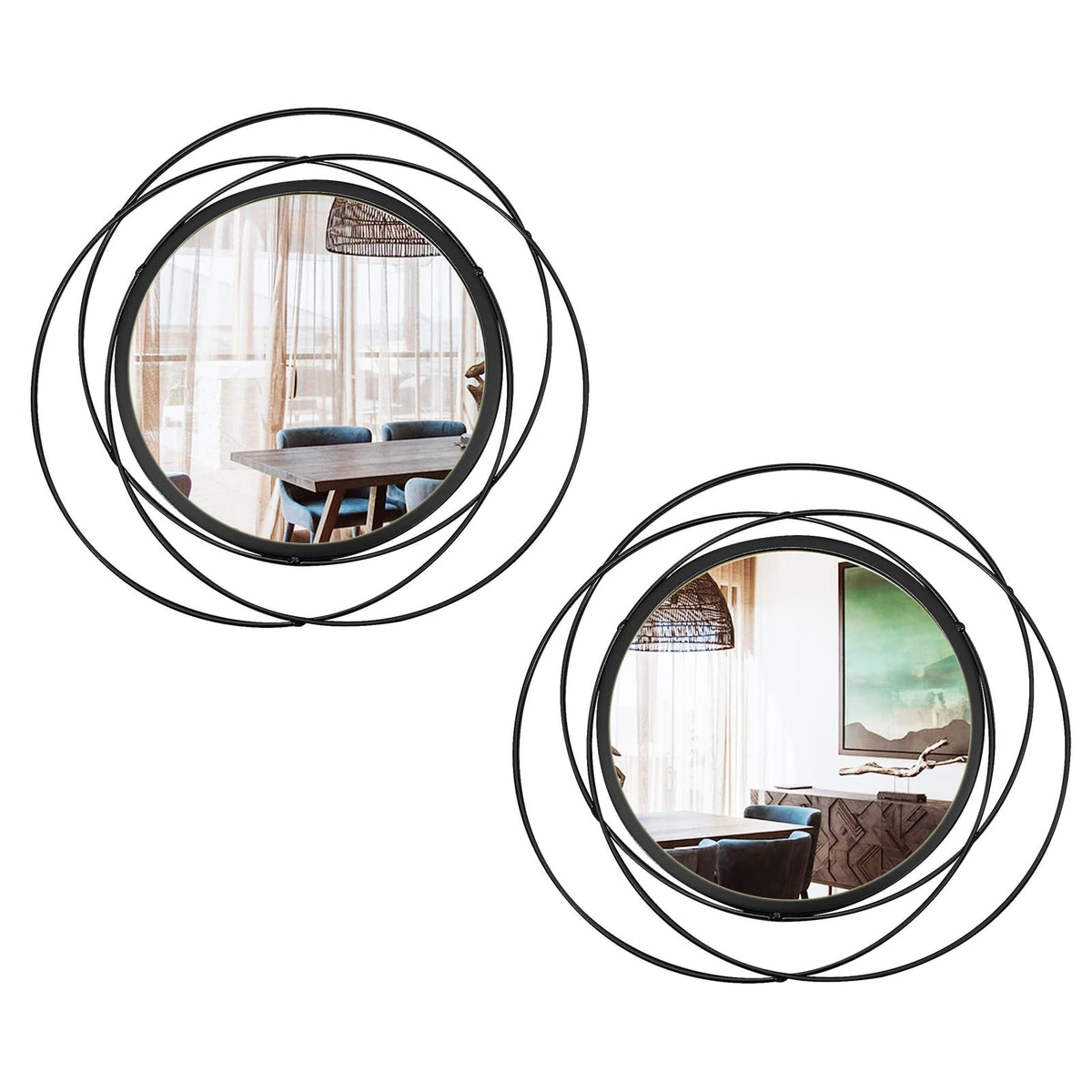 Cityelf Sunburst Round Decorative Wall Mirrors, Set of 3