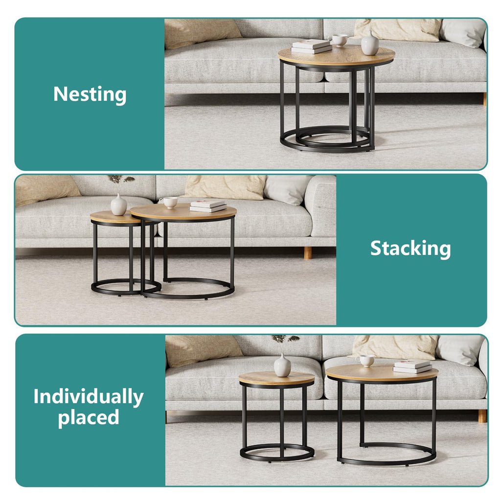 Smuxee Nesting Coffee Tables for Living Room, Set of 2