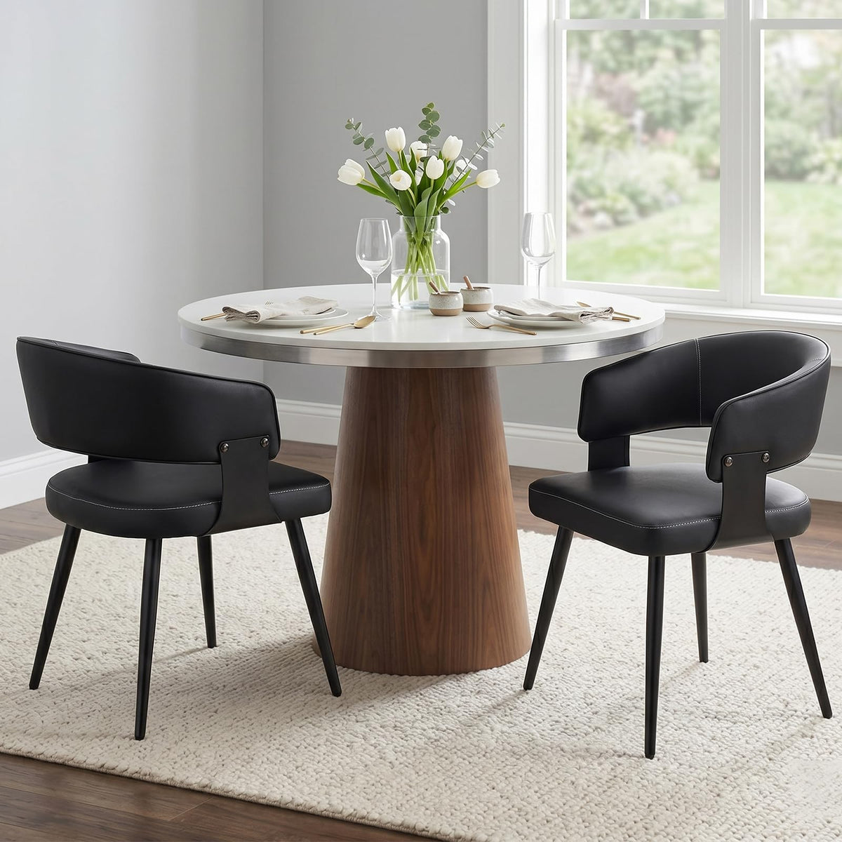Euklea Modern Faux Leather Dining Chairs, Set of 2