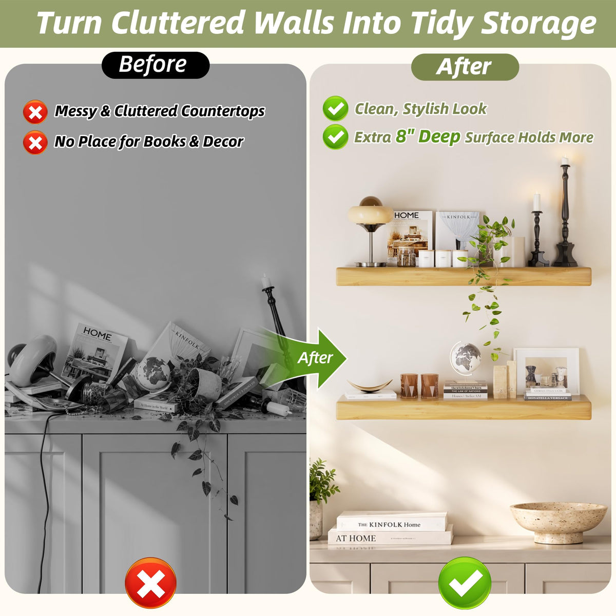 SAILUN Floating Wall Shelves for Home Storage & Decor