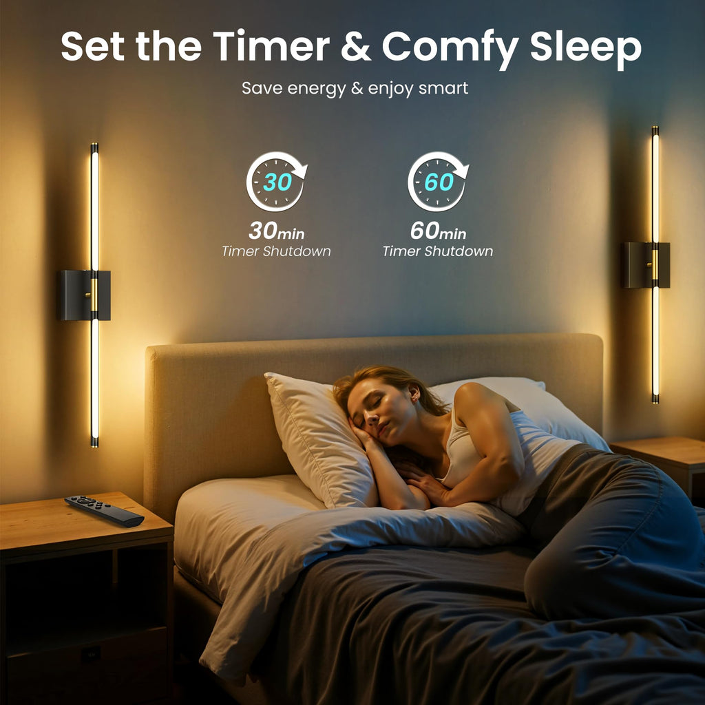 SyncGlow 10000mAh Battery-Operated Wall Sconces, Set of 2