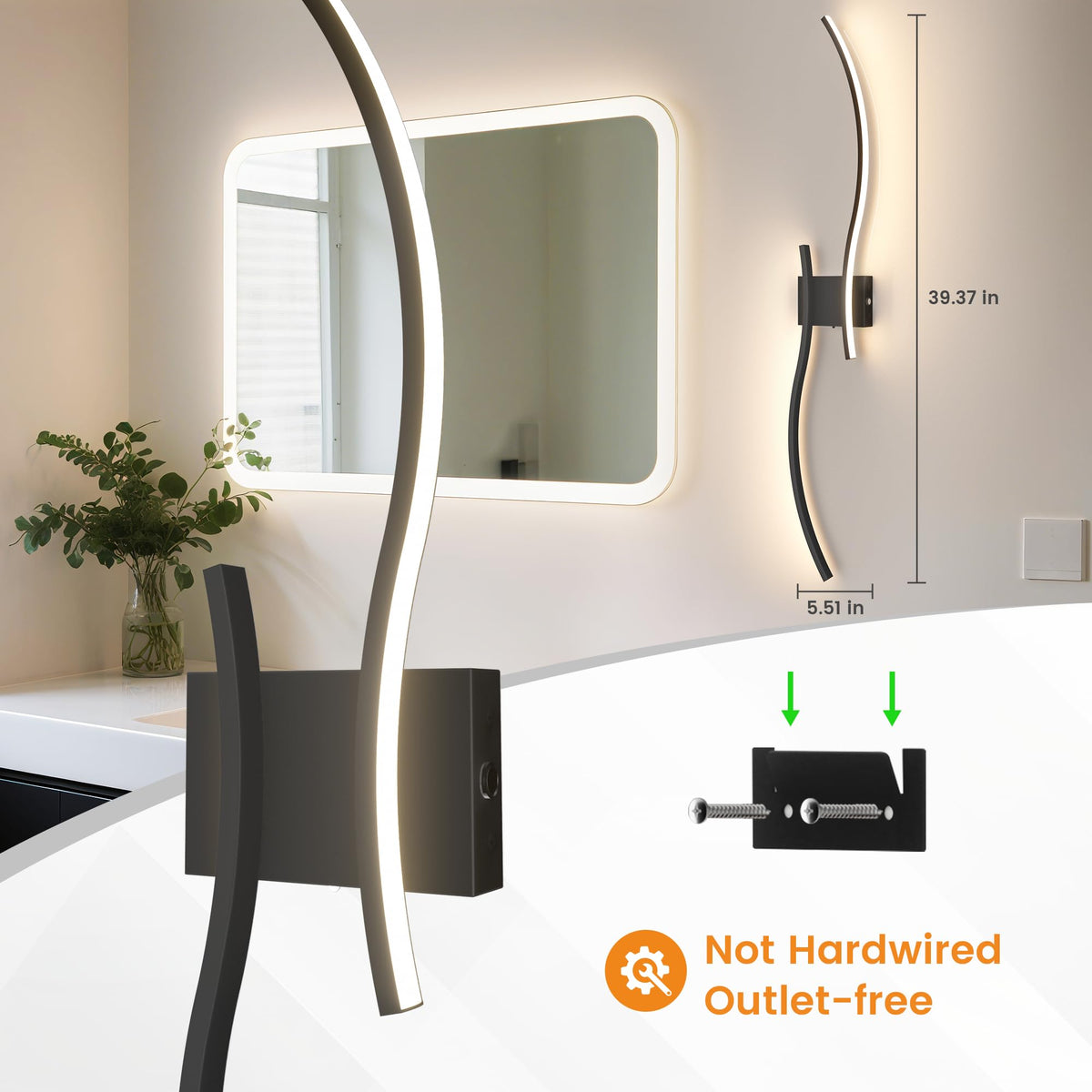 VOLISUN Rechargeable Dimmable Wall Sconces, Set of 2