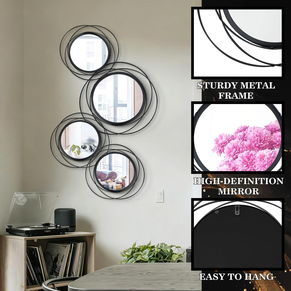 Cityelf Sunburst Round Decorative Wall Mirrors, Set of 3