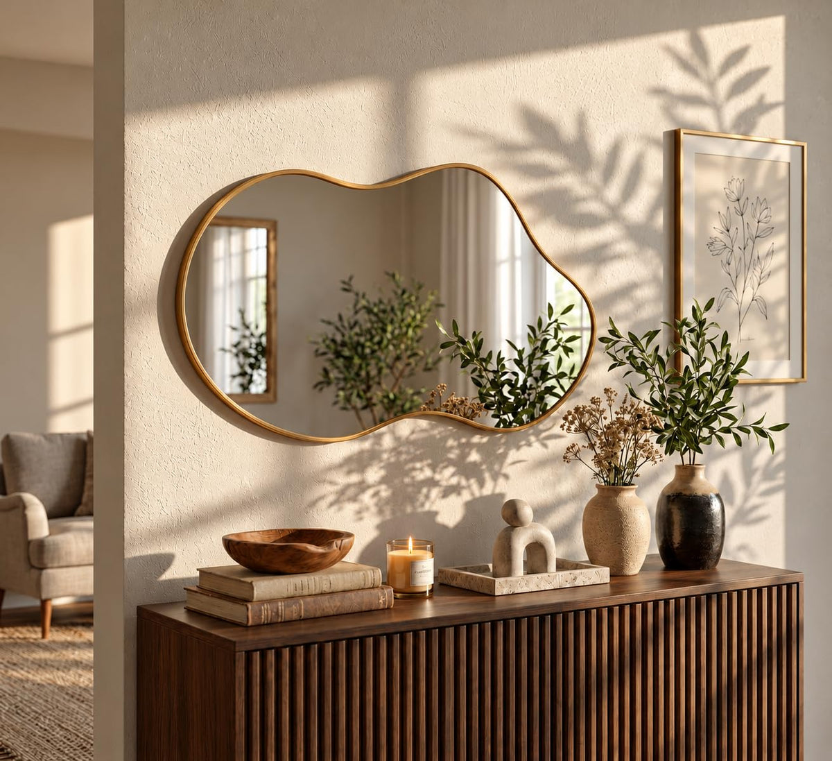 potijo Irregular Asymmetrical Decorative Wall Mirror
