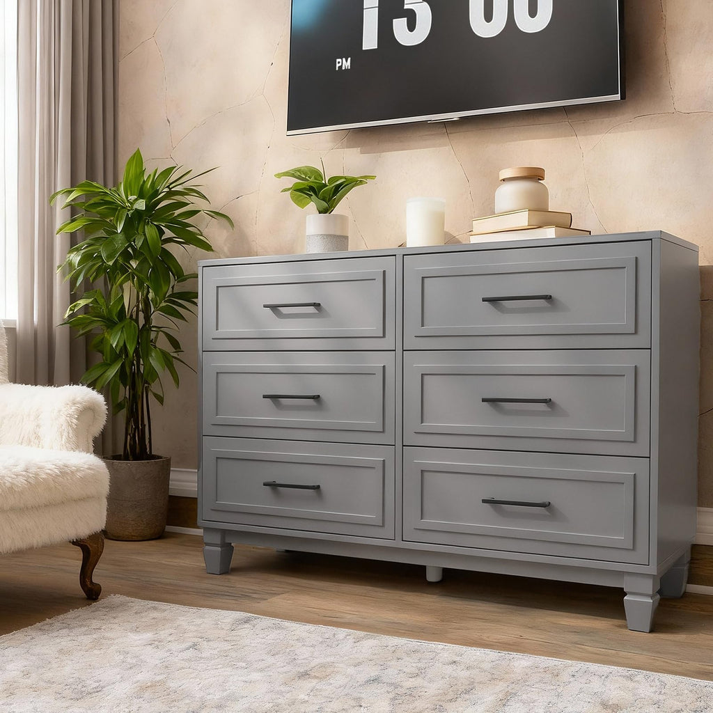 BERRY NEST Farmhouse 6 Drawers Dresser for Bedroom