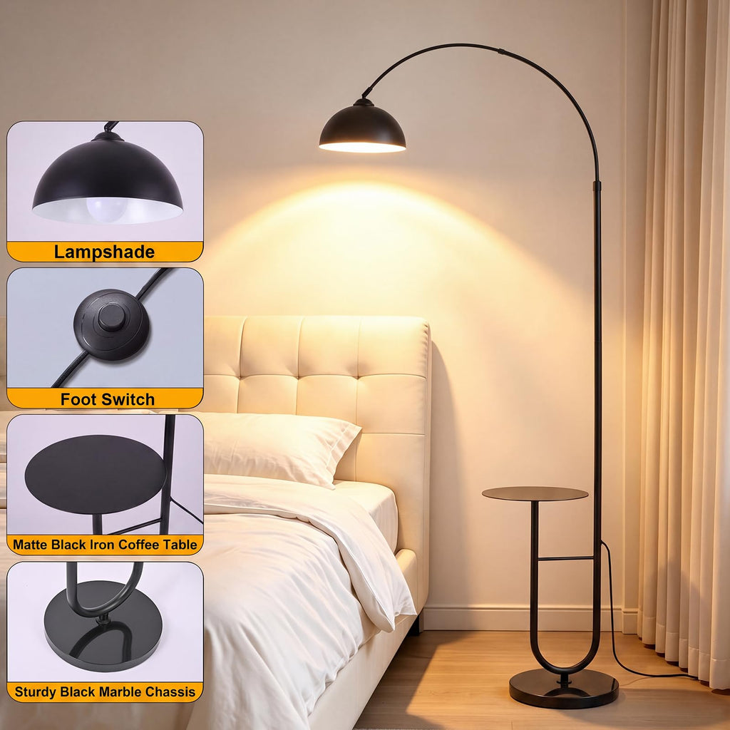 Arc Floor Lamp with Table,E26 Bulb Included
