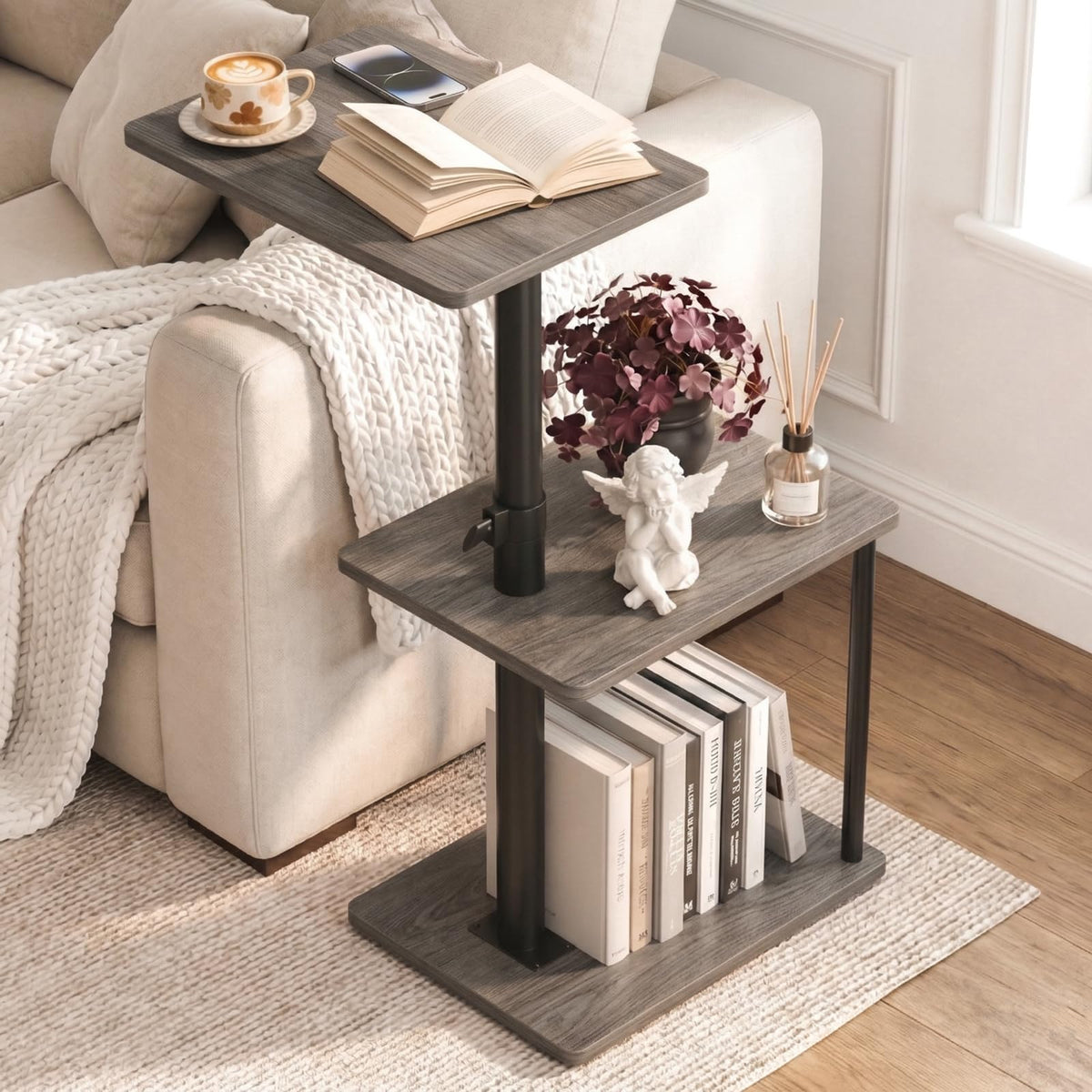 Faesun Swivel Side Table for Living Room & Bedroom
