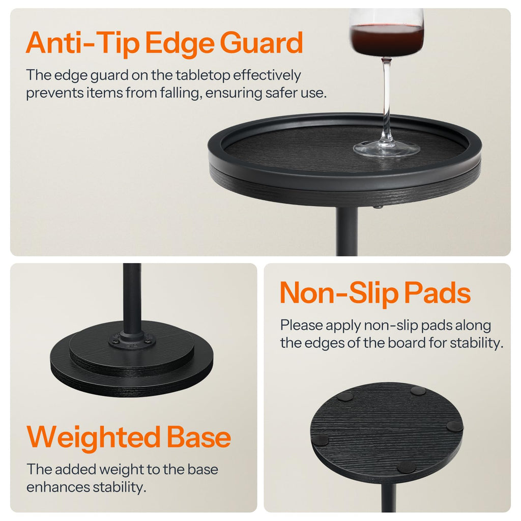 HOOBRO Round Pedestal Side Table for Small Spaces