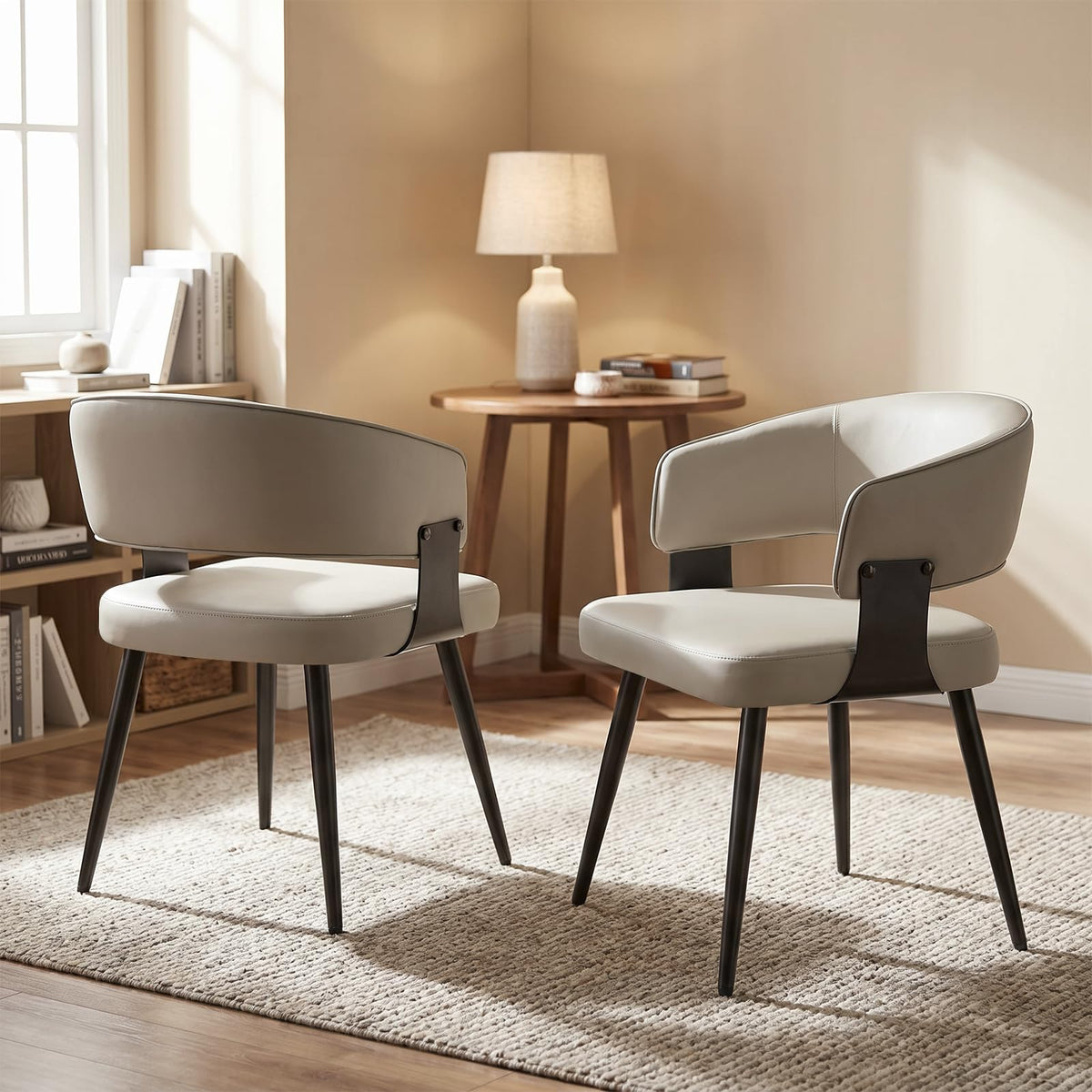 Euklea Modern Faux Leather Dining Chairs, Set of 2