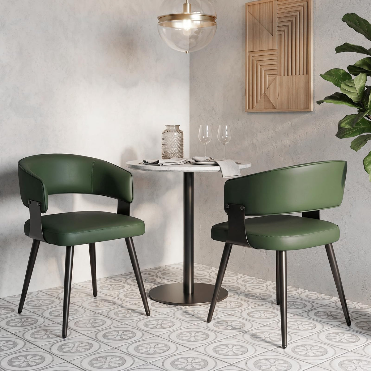 Euklea Modern Faux Leather Dining Chairs, Set of 2