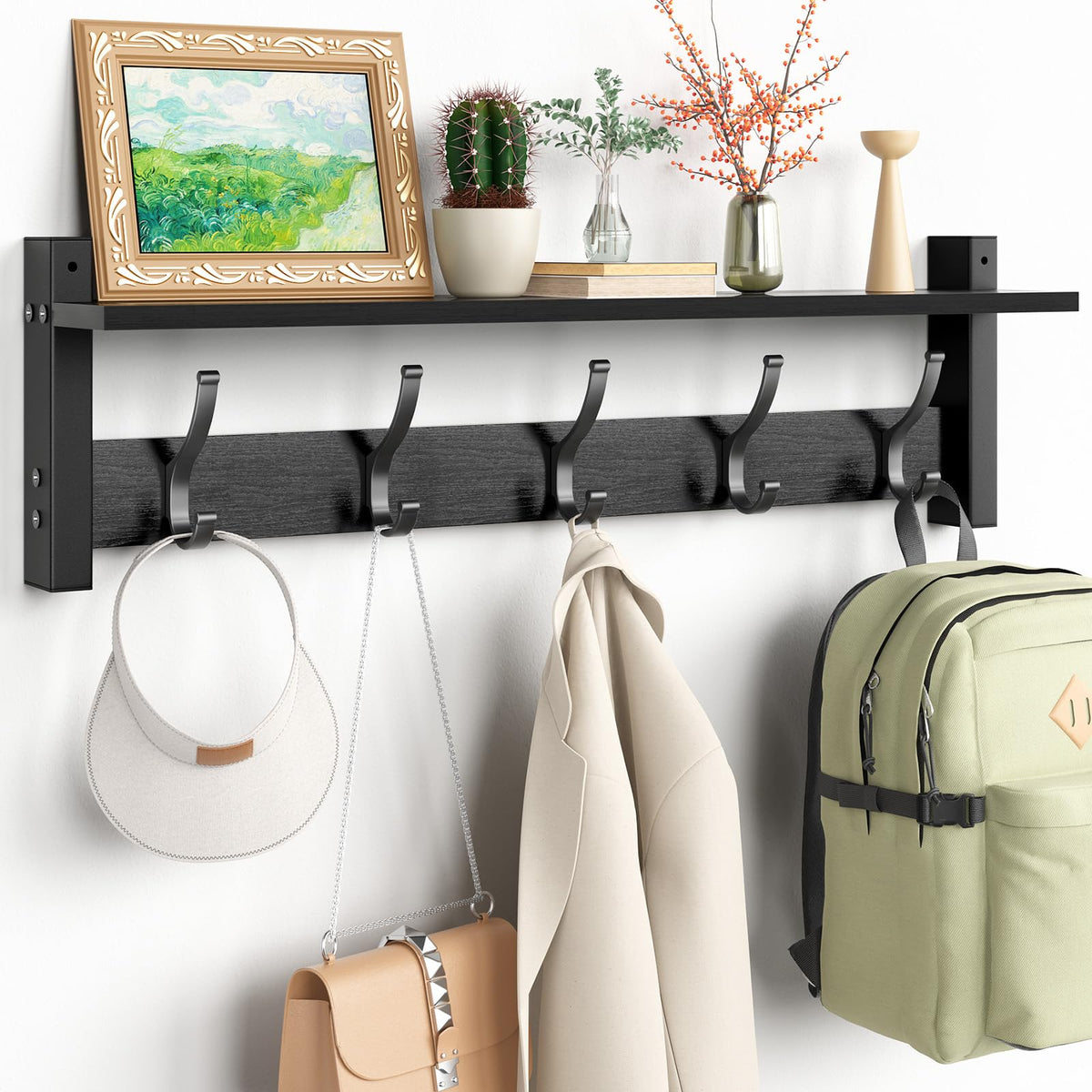 Optish 17.1-Inch Wall-Mounted Coat Rack with Shelf
