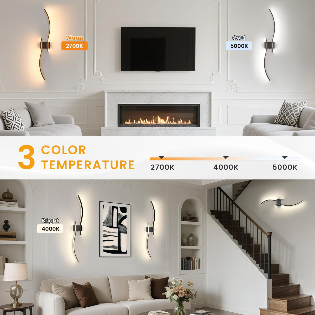 VOLISUN Rechargeable Dimmable Wall Sconces, Set of 2