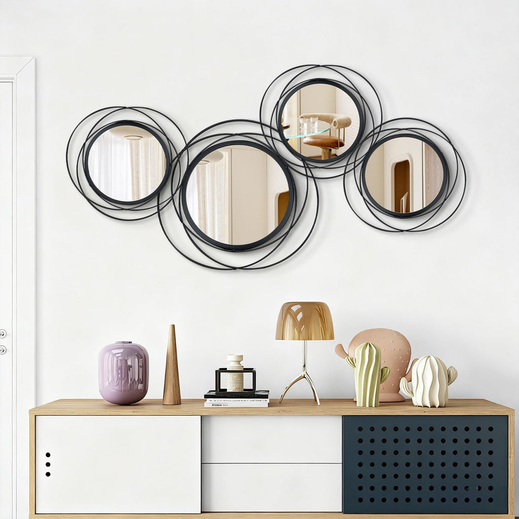 Cityelf Sunburst Round Decorative Wall Mirrors, Set of 3