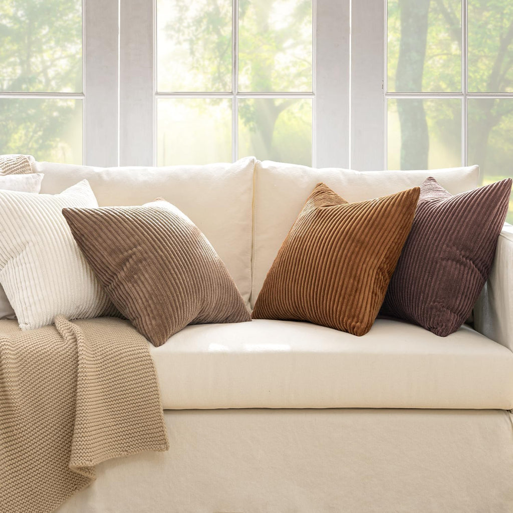 MIULEE Soft Corduroy Decorative Throw Pillow Covers, Set of 4
