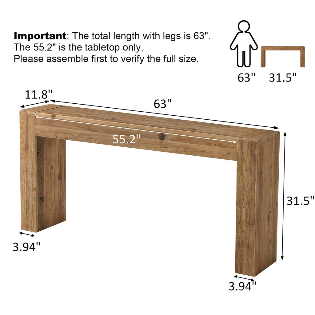 WINWY Solid Wood Console Table for Entryway & Living Room