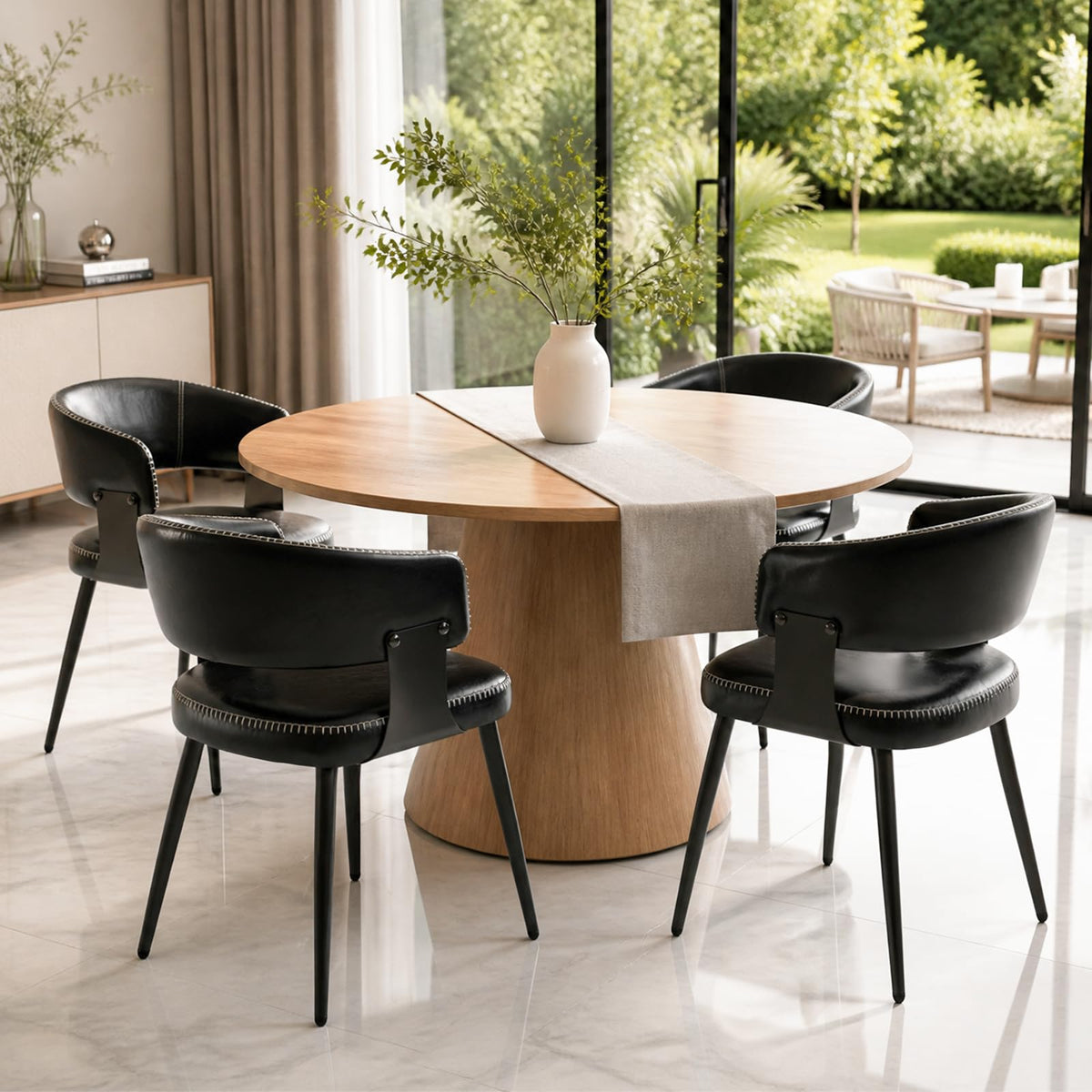 Euklea Modern Faux Leather Dining Chairs, Set of 2