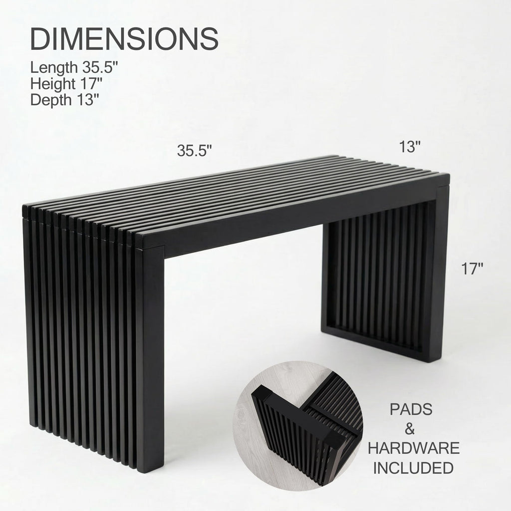 SWEVEN Modern Bamboo Wood Storage Bench for Entryway