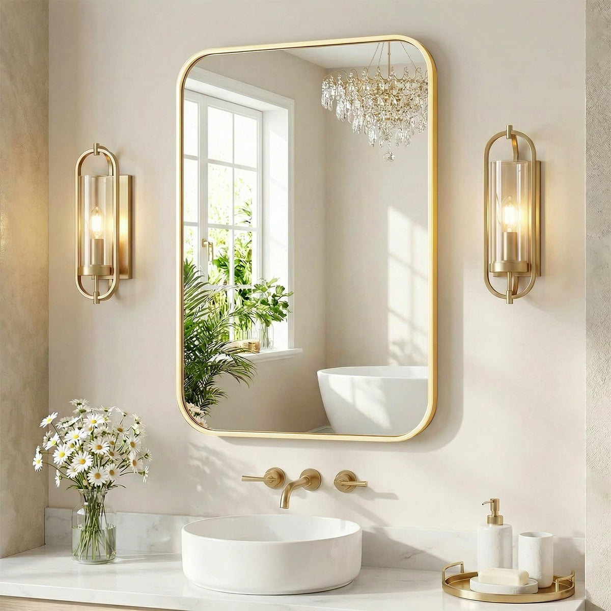 Sweetcrispy Decorative Bathroom Wall Mirror for Home Decor