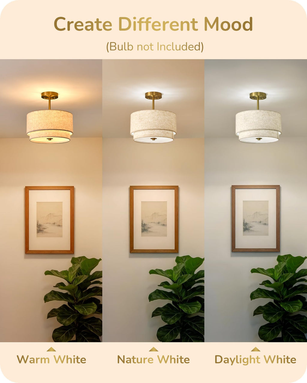 EDISHINE HFCL13CDE Ceiling Light Fixture for Home Lighting