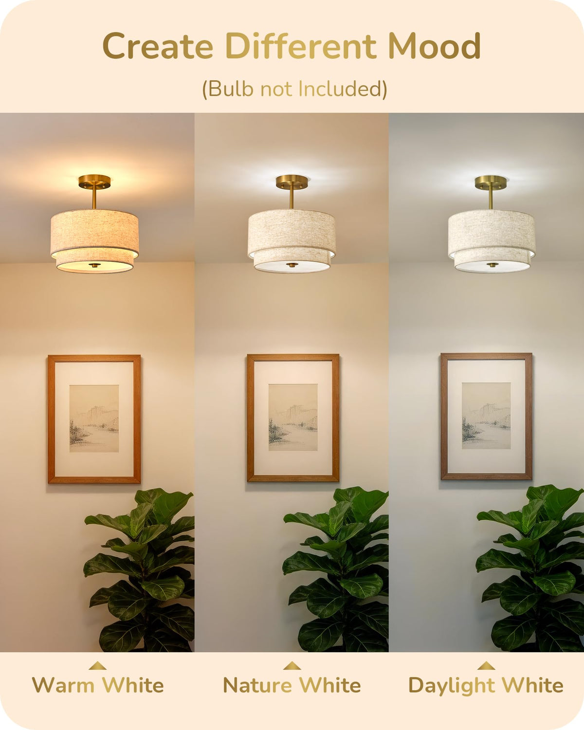 EDISHINE HFCL13CDE Ceiling Light Fixture for Home Lighting