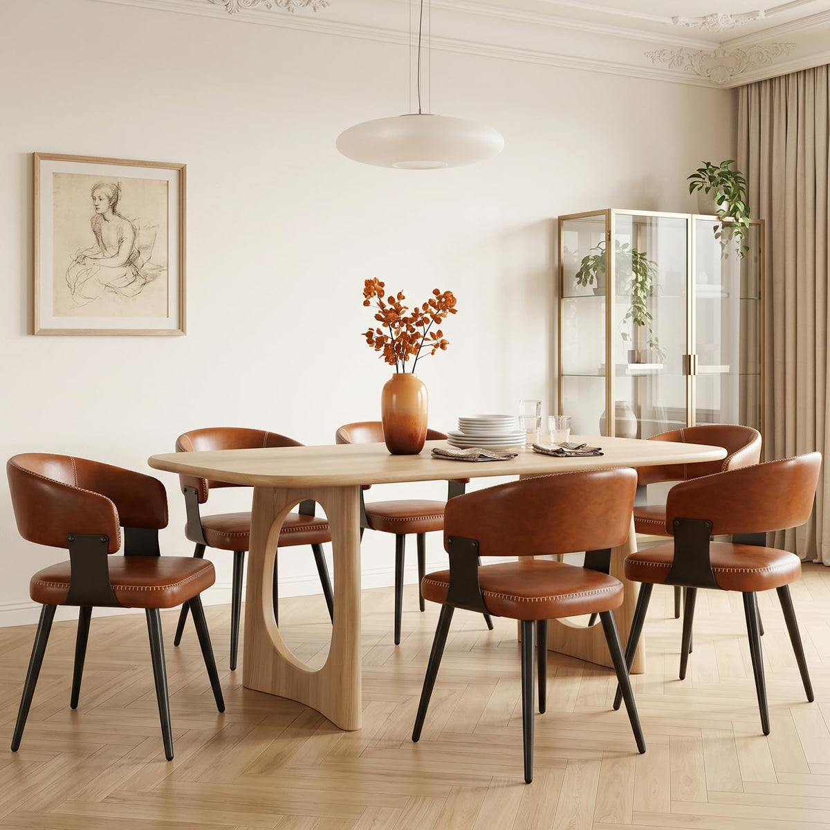 Euklea Modern Faux Leather Dining Chairs, Set of 2