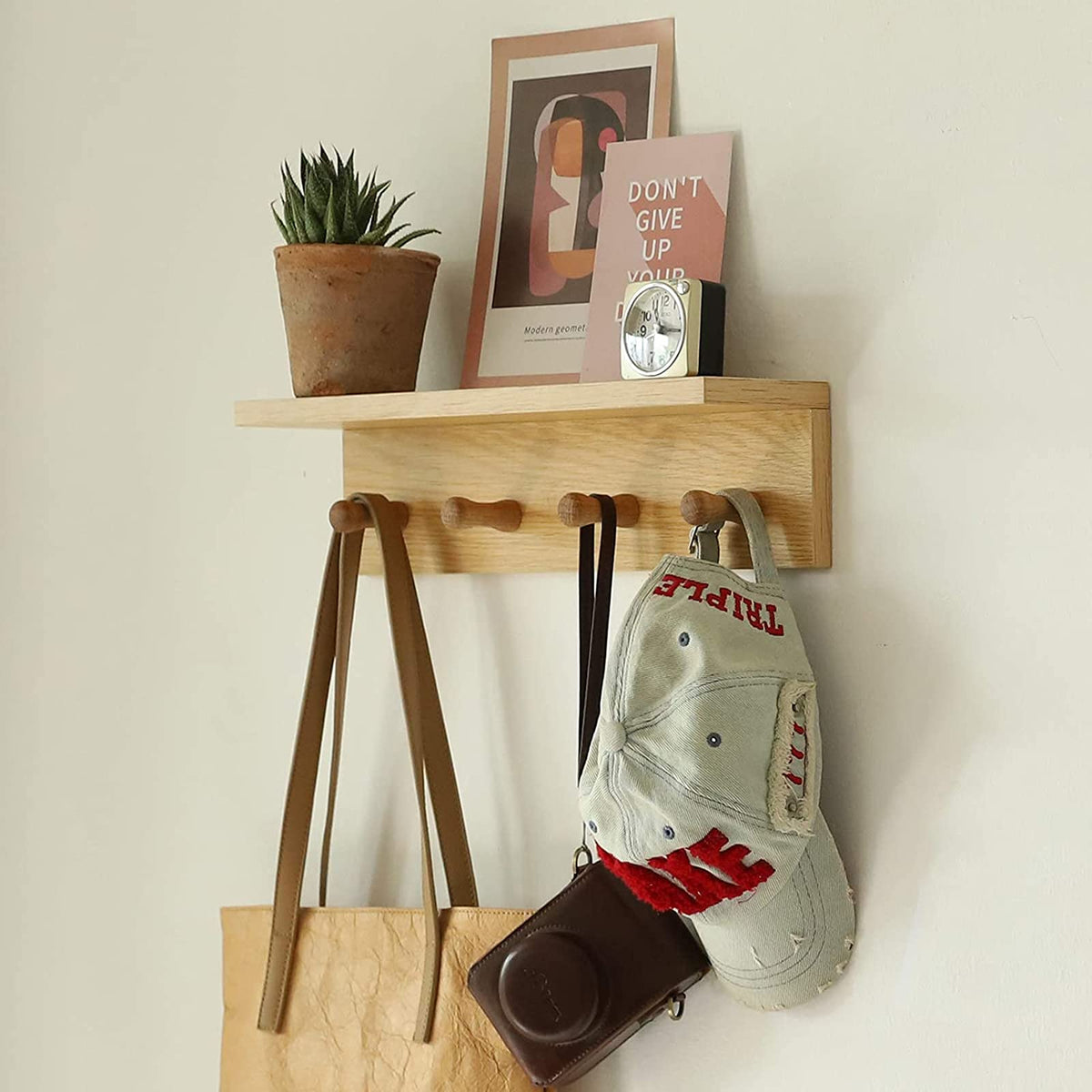 XAOMLP Wooden Wall-Mounted Coat Rack with Hooks