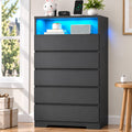 BEWISHOME Tall 5-Drawer Bedroom Dresser with LED Light