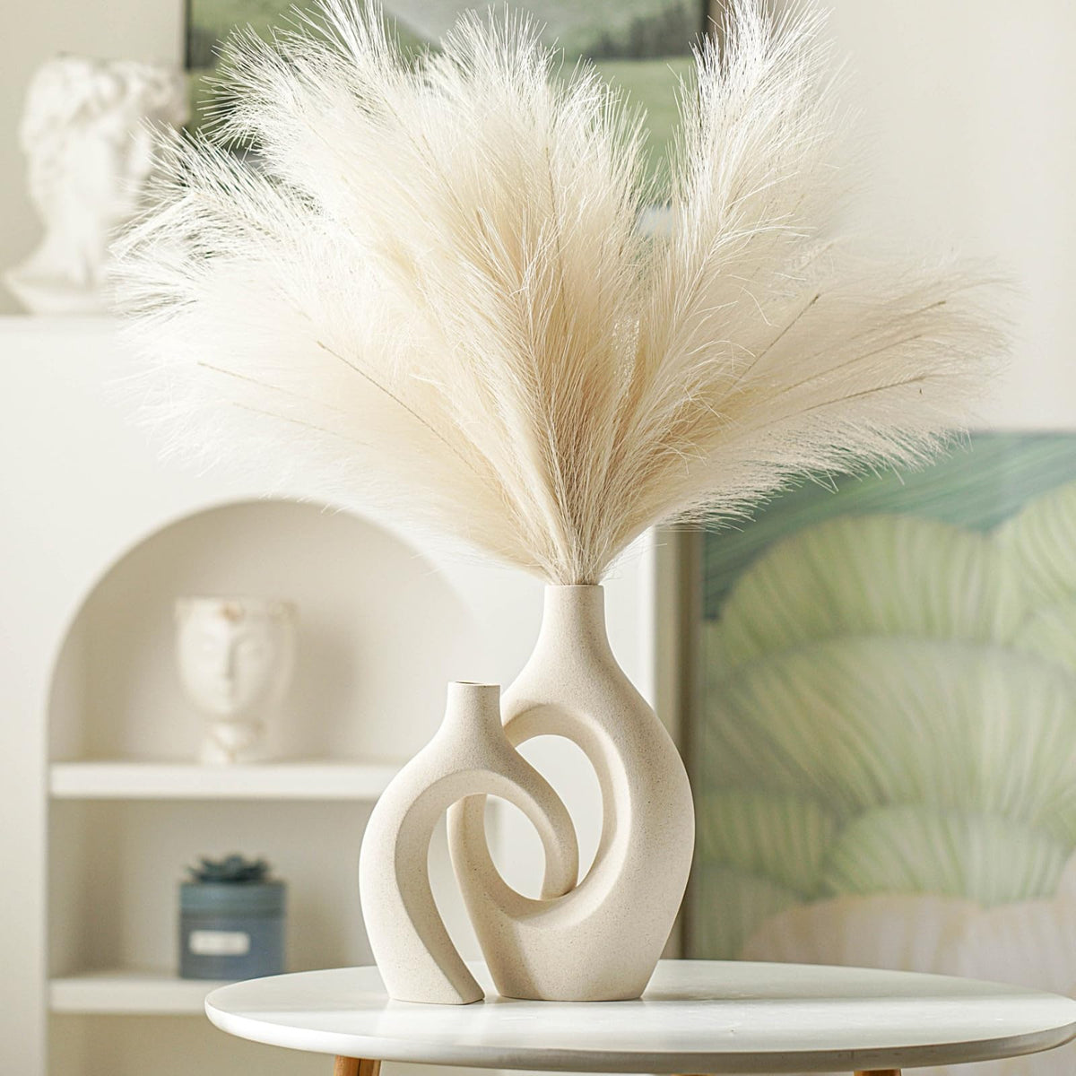 Lvases Cream White Hollow Ceramic Decorative Vases, Set of 2