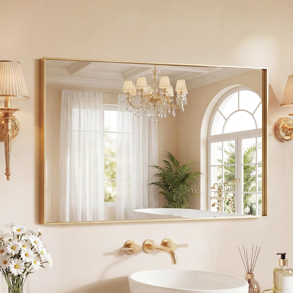 Sweetcrispy Decorative Bathroom Wall Mirror for Home Decor