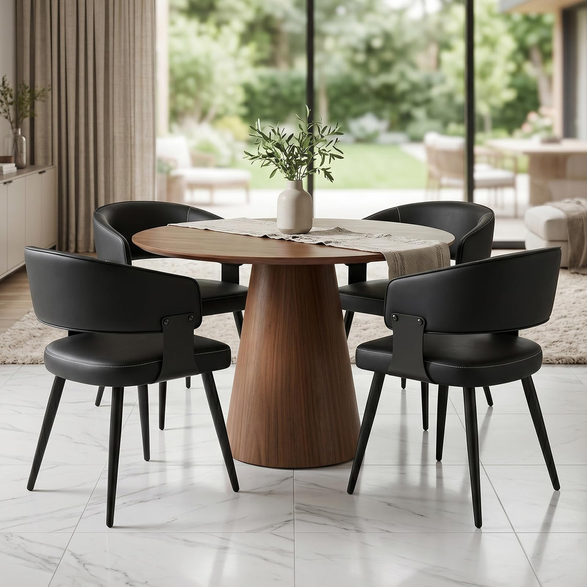 Euklea Modern Faux Leather Dining Chairs, Set of 2