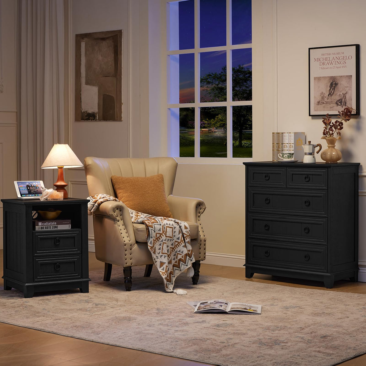 Joaxswe Nightstands with Drawers for Bedroom & Living Room
