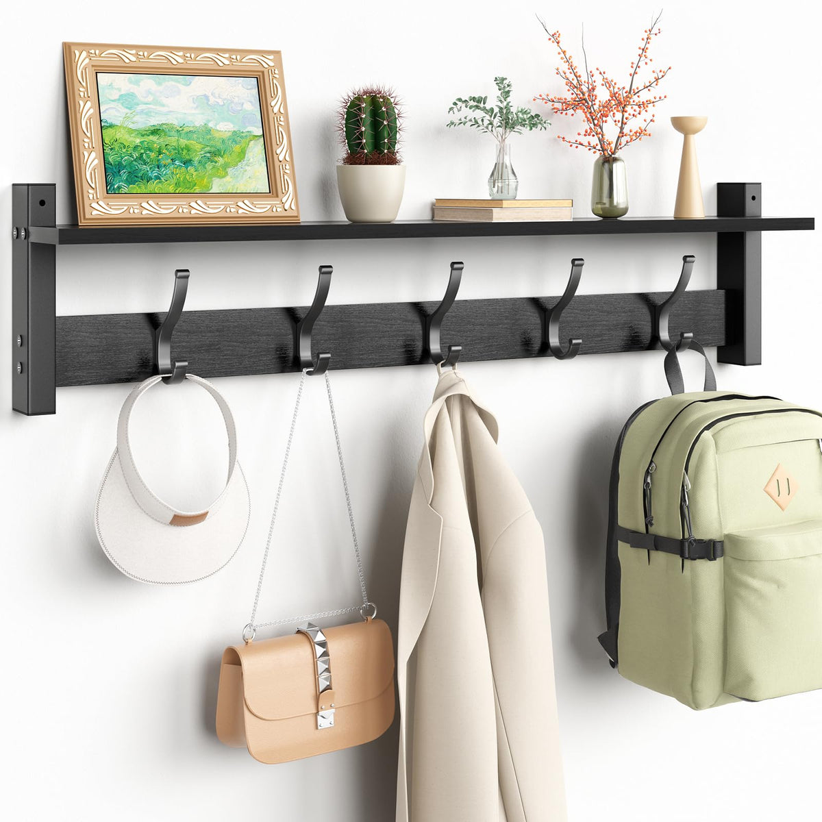 Optish 17.1-Inch Wall-Mounted Coat Rack with Shelf