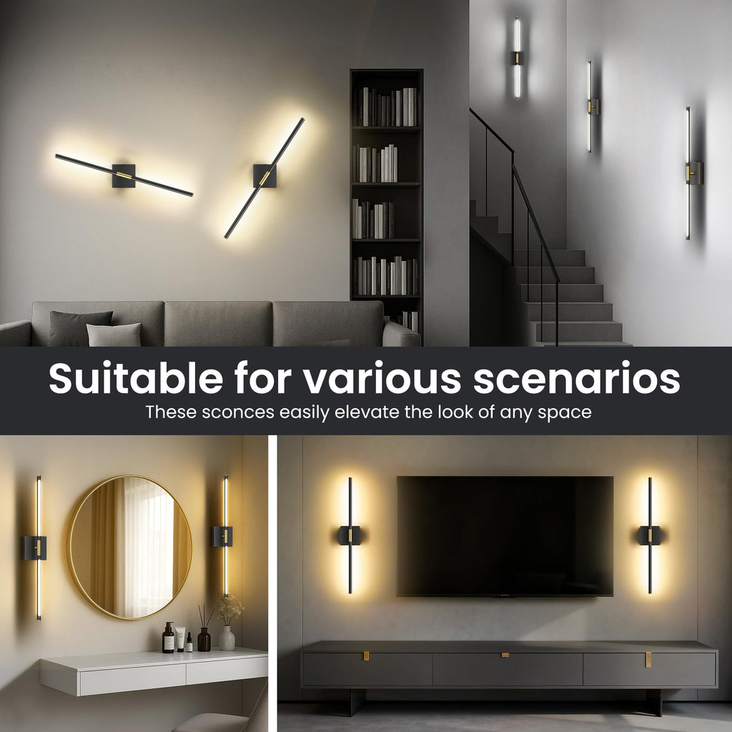 SyncGlow 10000mAh Battery-Operated Wall Sconces, Set of 2