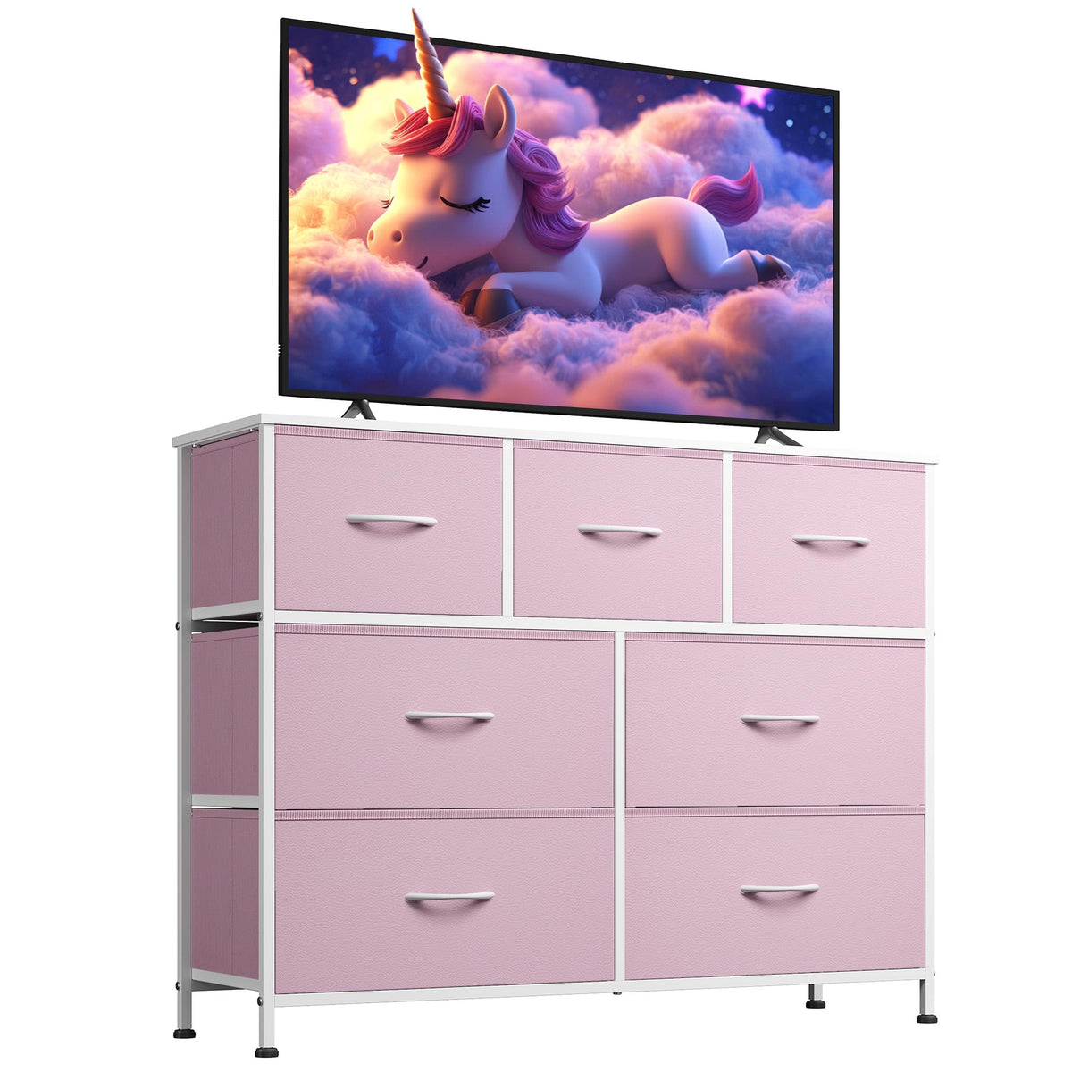 WLIVE 7-Drawer Fabric Storage Dresser with Wood Top