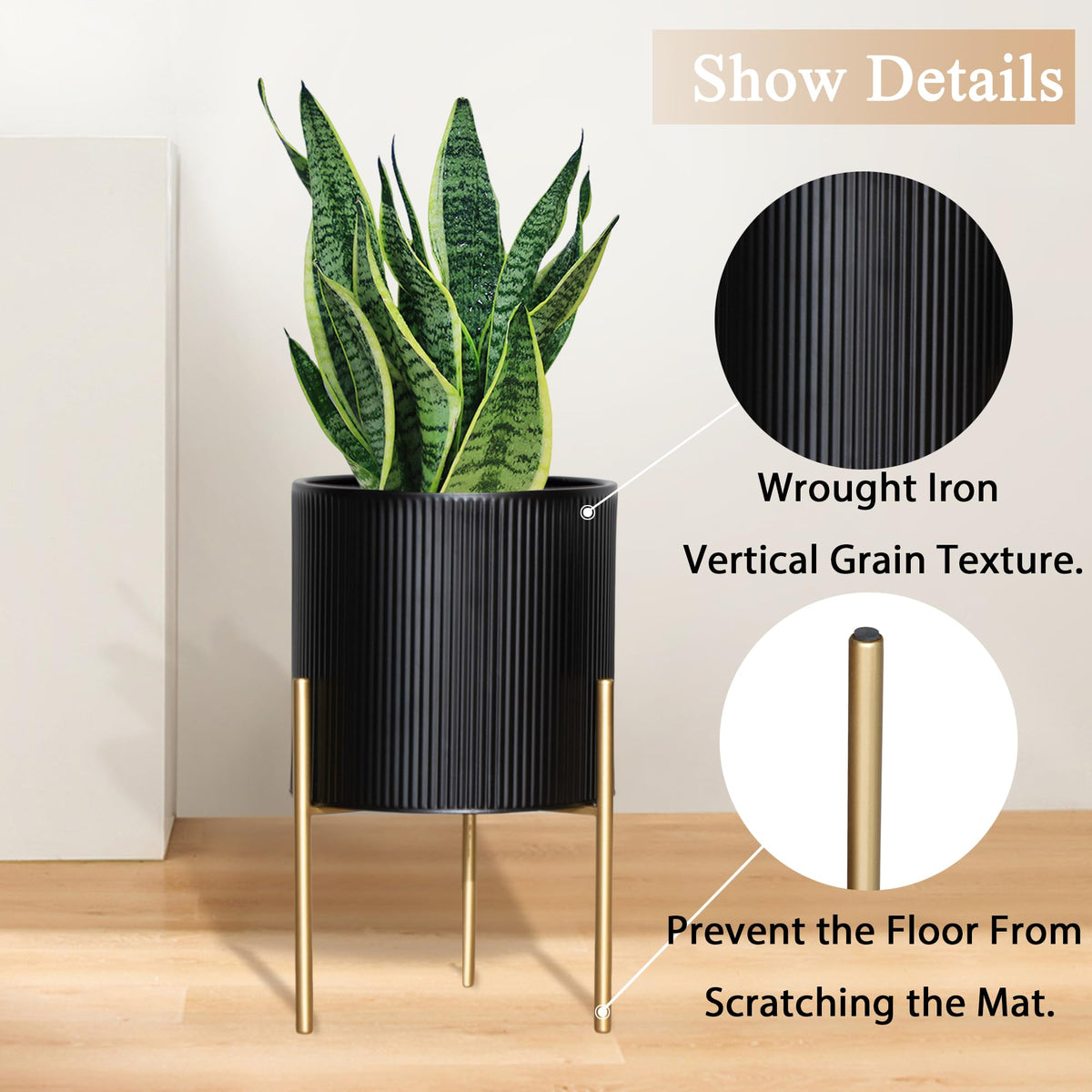 ARNIS Modern Metal Planter Pots with Stands, Set of 2