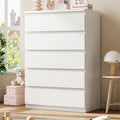 5 Drawer Dresser for Bedroom, White Dresser Chest of Drawers, Tall Dressers for Bedroom with Handleless Drawers, 15" D x 23.7" W x 40.4" H Storage Dressers for Living Room, Hallway and Entryway-White